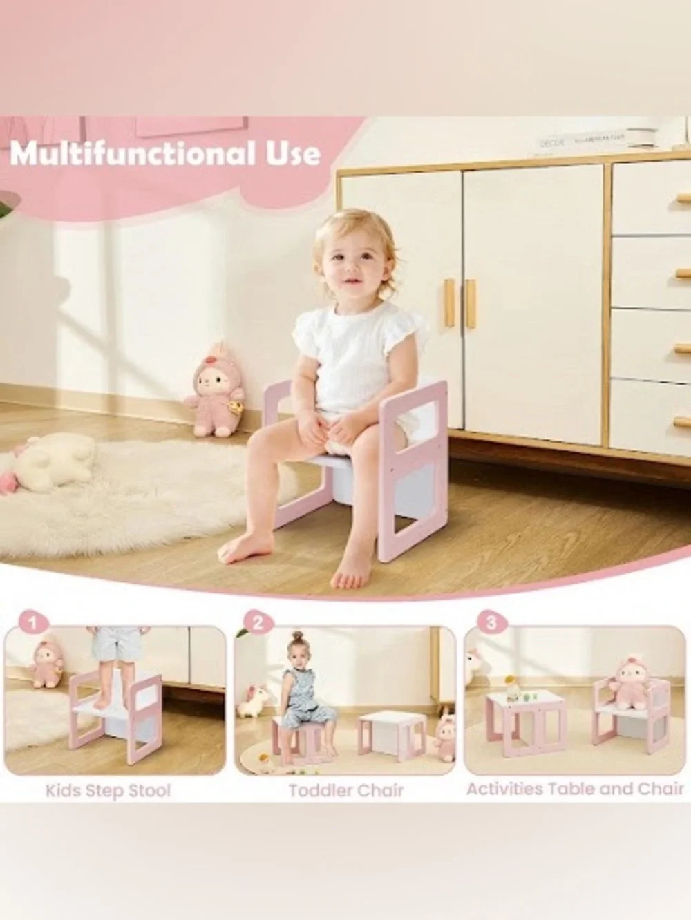Keepsake Montessori Weaning Chair Wood 3 Heights Ages 1-3 Personalized Birthday